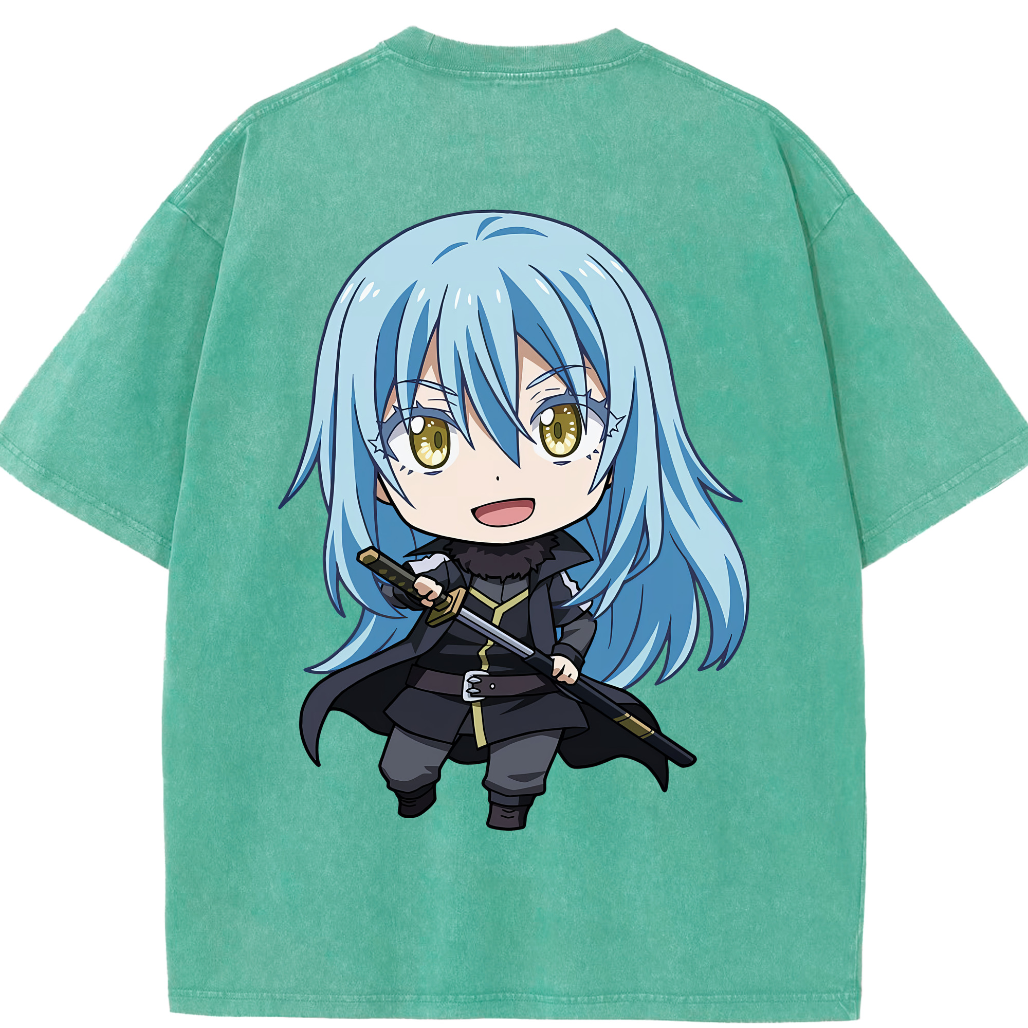 （画像用） 転スラ Regarding Reincarnated to Slime 綿100% ヴィンテージ風 半袖Tシャツ（背面プリント）